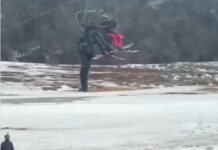 Un hombre quedó colgado de la aerosilla en el Cerro Castor