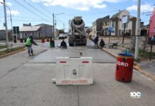 Por obras continúa afectada al tránsito la esquina de Pellegrini y Eva Perón