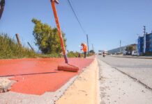 Ushuaia: Realizan trabajos de mejoras en las veredas y cordones de Hipólito Yrigoyen