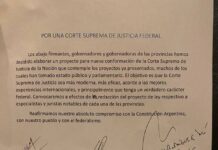 Gobernadores piden una Corte Suprema “federal”