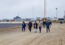 Melella recorrió la obra de la cancha de césped sintético del Club San Martín