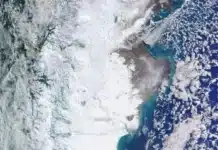 La impactante imagen satelital de la Patagonia cubierta de nieve