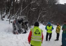 Vuelco a la altura del centro invernal Las Cotorras