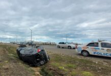 Choque y vuelco en la Ruta 3
