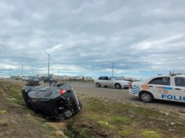 Choque y vuelco en la Ruta 3