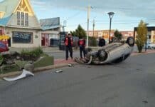 Choque y vuelco en Ushuaia con una mujer herida